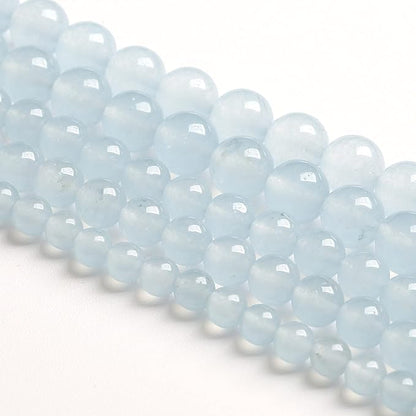 8MM 46PCS Natural Stone Light Blue Chalcedony Loose Beads for Jewelry Making DIY Bracelet Necklace