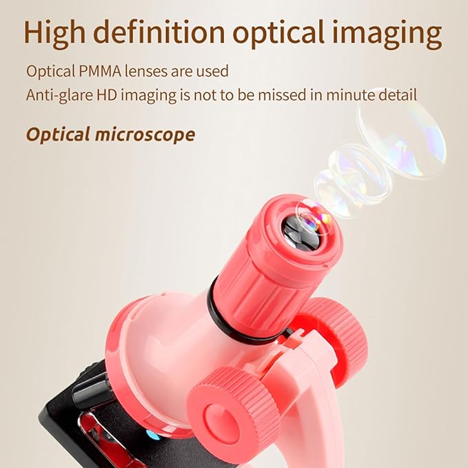 XD508 Microscope for Kids - 100X 600X 1200X Beginner Microscopes kit with LED Light, Science Educational Gift and Toy for Boy&Girl Birthday Halloween Christmas（Yellow）