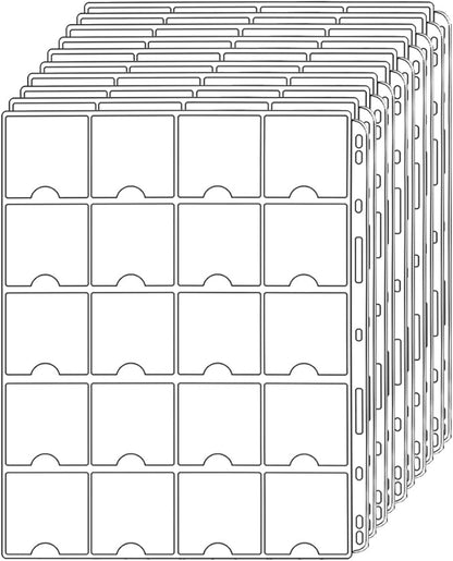 Uncle Paul Coin Binder Sheets for 2" x 2" Cardboard Holders - 200 Pockets for Coin Flips Compatible with Coin Collecting Binder of 4-Ring(A4 Size), 3-Ring(Letter Size) 10 Sheets CS38