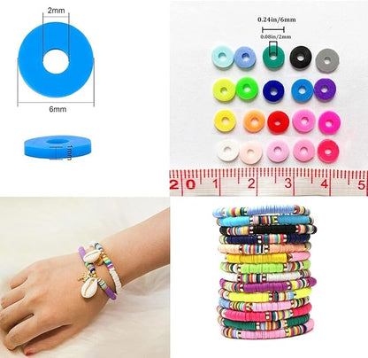3000Pcs Clay Beads Flat Round Polymer Bead Vinyl Heishi Beads Flat Round Polymer Bead for Jewelry Making Necklace Bracelet (28-Brown
