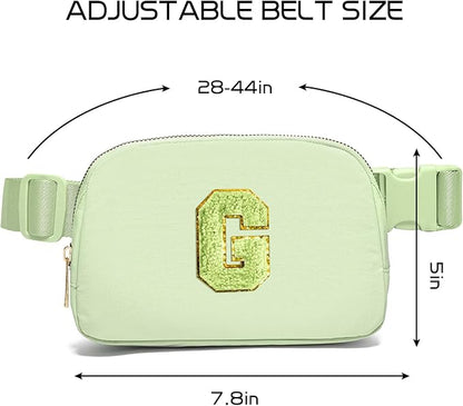 Gitus Gifts for 8 9 10 11 12 Year Old Girls Belt Bag Fanny Pack Crossbody Bags with Initial Letter Patch Cute Stuff Birthday Gifts for Teen Girls Women Personalized Trend Stuff (Light Green-G)