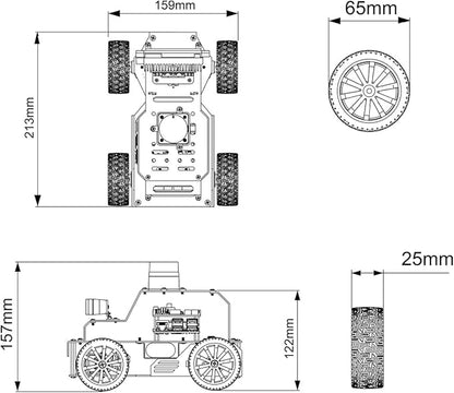 Robot Car for Raspberry Pi 5 ROS2 Humble Ubuntu Programmable AI Vision Smart Robot Kit, Lidar SLAM Mapping Navigation Path Planning Autonomous Driving Ackermann Chassis, MentorPi A1 with RPi 5 4GB