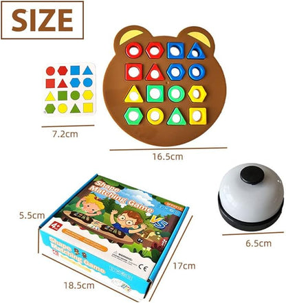 Drkicsy Shape Matching Game Color Sensory Educational Toy, Children Puzzles Geometric Shape Quick Matching Board Game, Preschool Educational Learning Puzzle Toy for Toddlers Two Players (A_with Bell)