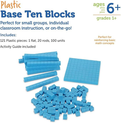 Learning Resources Base Ten Blocks Smart Pack, Early Childhood Math Skills, Ages 5+, 6"W x 9"H