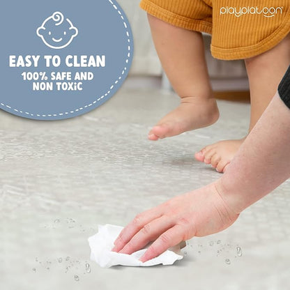 Play Platoon Non-Toxic Extra-Thick Childrens Foam Play Mats for Floor, 9 Tiles - 72 x 72 inch Comfortable Cushioned Foam Floor Puzzle Tiles for Kids & Toddlers with 24 x 24 inch Sets - Khaki