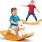 Rocking Horse 2 in 1 Wobble Balance Board for Kids 3-5 Year Old Rocker Board Baby Rocking Toy with Pedal and Backrest Open Ended Learning Toy for Preschool Birthday Christmas, Duck Design