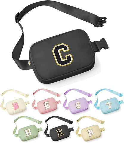 YOOLIFE Graduation Gifts for Boys - 4 5 6 7 8 9 Year Old Boy Birthday Gift, Fathers Gifts for Son, Black Initial Crossbody Bag Belt Bag C, Small