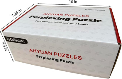 AHYUAN 24 Packs Large Metal Puzzles Brain Teaser IQ Wire Puzzles with Individual Backside Solution Paper Box Gift Package Educational Puzzle Games Toys Magic Trick Toy Party Favors for Kids Adults