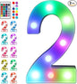 Foaky Colorful LED Number Lights with Remote,Marquee Light Up Number Sign for Night Light Wedding/Birthday Party Battery Powered Christmas Lamp Home Bar Decoration (2)