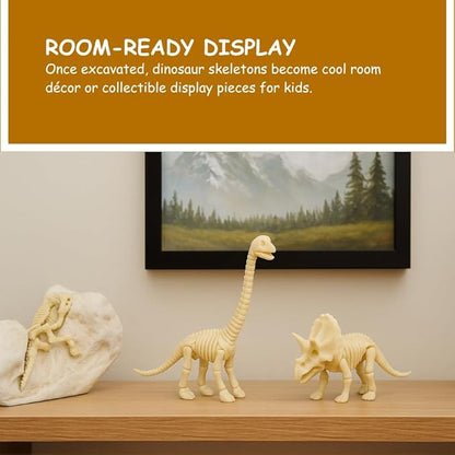 Dinosaur Fossil Digging Kit for Kids, Excavation Science Toy with Tools & 3 Dinosaur Skeletons (T-Rex, Triceratops, Brachiosaurus), Fun Educational Gift for Boys & Girls, Ages 6+