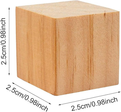 100 Pack 1 Inches Unfinished Wood Cubes Blocks - Natural Wooden Square Blocks Great for Crafts Making