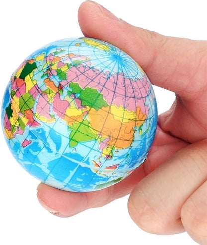Blue Squishy Squeeze World Map Globe Palm Ball Slow Rising Stress Relief Ball for Birthday Xmas Gifts Xmas Stocking Fillers Party Bag Gifts, Squeeze Toys, Decorations (7.6CM)
