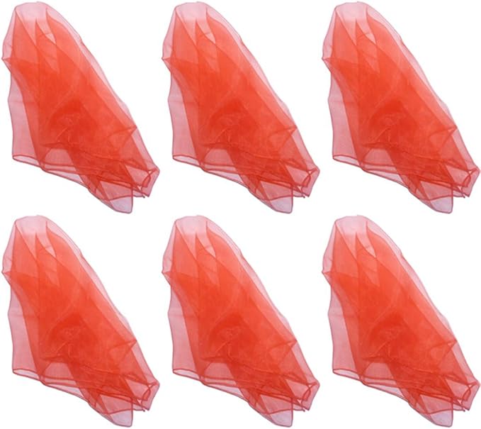 Hoerev Pack of 6 Dancing Juggling Scarves for Decoration Colors Scarves,Size 24"x24",60cmx60cm (Red)