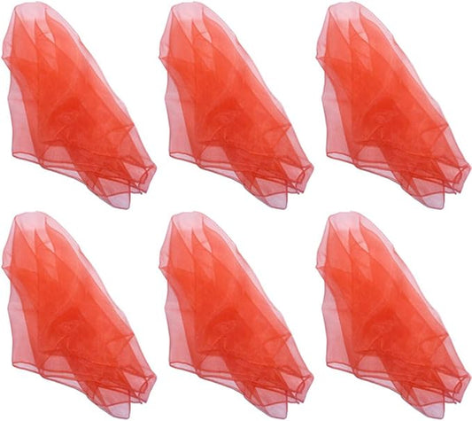 Hoerev Pack of 6 Dancing Juggling Scarves for Decoration Colors Scarves,Size 24"x24",60cmx60cm (Red)