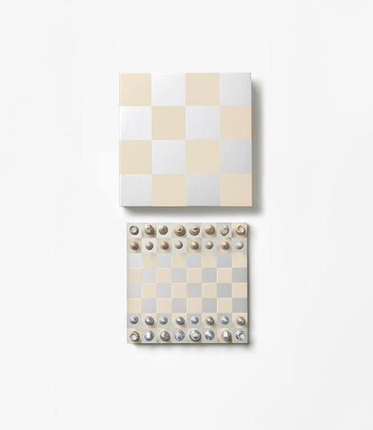 Printworks Classic – Art of Chess, Mirror – Beige & Silver Wooden Chess Set with Mirrored Acrylic Board – Stylish Coffee Table Game for Adults & Kids Ages 5+ – Multilingual Instructions Included
