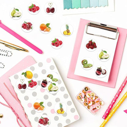 500Pcs Small Fruit Stickers,10 Design Realistic Food Stickers Colorful Waterproof Vegetable Fruit Decals for Laptop IPAD Ebook Reader Water Bottle Waterproof Aesthetic Sticker for Boys Girls Teens