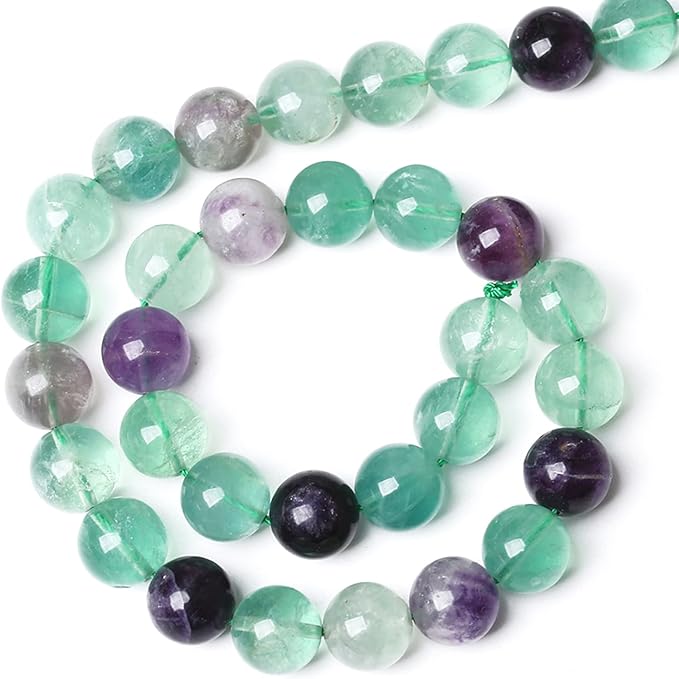 12MM 32PCS Natural Stone Green Fluorite Gemstone Beads for Jewelry Making DIY Bracelet 1 Strand