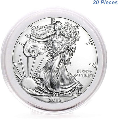 20pcs Clear Plastic Coin Capsules, Coin Collection Case of 5 Size with Adjustable Gasket for Coin Collection American Silver Eagle Liberty Coin &JFK Half Dollar & Bitcoin (19/21/25/30/40mm)-20pcs