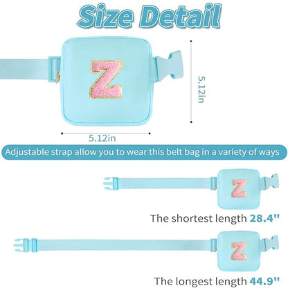 Mini Belt Bag Fanny Pack with Initials Letter Patch Small Crossbody Bags Cute Stuff Birthday Gifts for Teenager Girls Trendy Stuff for Teens - Z,Blue