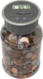Teacher's Choice Digital Coin Bank, Savings Jar, and Piggy Bank | Automatic Coin Counter Totals All U.S. Coins Including Dollars and Half Dollars - Original Style, Clear Jar w/Grey Lid