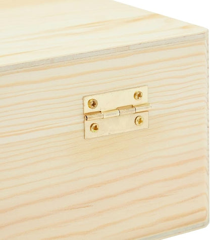 Bright Creations Unfinished Wooden Storage Box - 9 x 12 x 3.3 In, Paulownia Wood, Hinged Lid - Jewelry Box & Craft Storage - Paintable Chest for DIY Projects