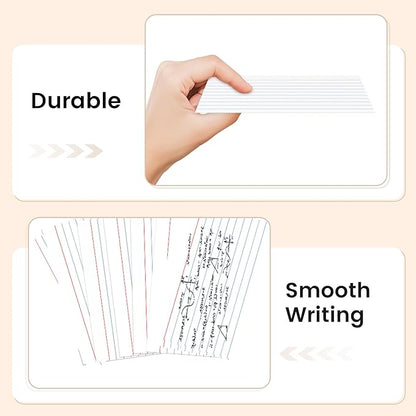 400 Count Index Cards 3x5 Inch - 180gsm Heavyweight White Flash Card (50 Sheets Each), Durable & Portable Note Taking for Students, Teachers, Study Flashcards for School Office Home