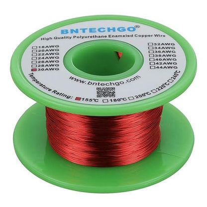 BNTECHGO 30 AWG Magnet Wire - Enameled Copper Wire - Enameled Magnet Winding Wire - 4 oz - 0.0098" Diameter 1 Spool Coil Red Temperature Rating 155℃ Widely Used for Transformers Inductors