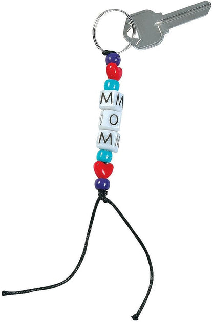 Fun Express Mom Bead Key Chain Craft Kit - Makes 12 - DIY Mother's Day Craft Gifts for Kids