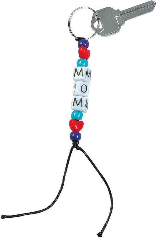 Fun Express Mom Bead Key Chain Craft Kit - Makes 12 - DIY Mother's Day Craft Gifts for Kids
