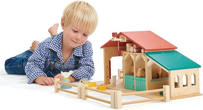 Tender Leaf Toys - Tender Leaf Farm - Realistic Colorful Wooden Farmhouse Toy Set for Creative Pretend Play for Kids 3+