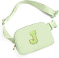 Gitus Gifts for 8 9 10 11 12 Year Old Girls Belt Bag Fanny Pack Crossbody Bags with Initial Letter Patch Cute Stuff Birthday Gifts for Teen Girls Women Personalized Trend Stuff (Light Green-J)