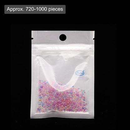 Iridescent Glass Tiny Bubble Beads, 0.4-3mm 10g No Hole Micro Mini Round Pastel Color Water Droplets Beads - Applications: for Resin Filler, Nail Art, Dollhouse Bath Tub