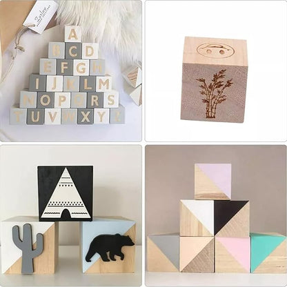 Wood Blocks for Crafts, Unfinished Wood Cubes, 3cm Natural Wooden Blocks, Pack of 30 Wood Square Blocks, Wooden Cubes for Arts and Crafts and DIY Projects