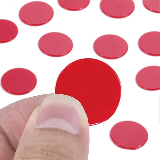 Coopay 300 Pieces Plastic Learning Counters Disks Bingo Chip Counting Discs Markers for Math Practice and Poker Chips Game Tokens,1 Inch (Red Style 1)