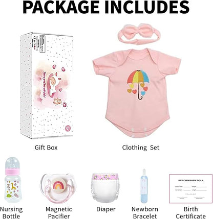 SCOM Lifelike Reborn Baby Dolls - Meadow 18 Inch Realistic Baby Dolls Newborn Girl Cloth Body Vinyl Limbs Gift or Toys Collection for Kids Age 3+
