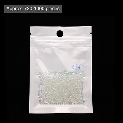 Iridescent Glass Tiny Bubble Beads, 2.0-2.5mm 10g No Hole Micro Mini Round White Transparent Water Droplets Beads - Applications: for Resin Filler, Nail Art, Dollhouse Bath Tub