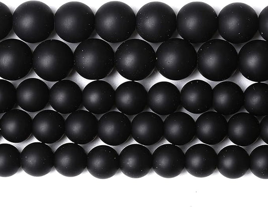 4MM 86PCS Natural Stone Matte Black Agate Loose Beads for Jewelry Making DIY Bracelet Necklace