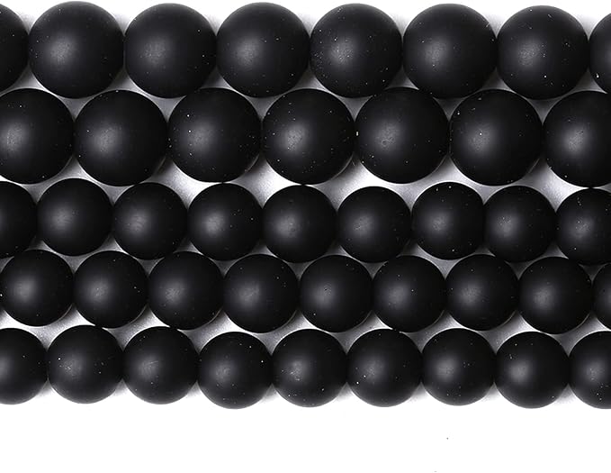 8MM 46PCS Natural Stone Matte Black Agate Loose Beads for Jewelry Making DIY Bracelet Necklace