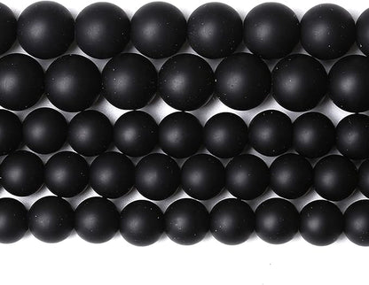 10MM 38PCS Natural Stone Matte Black Agate Loose Beads for Jewelry Making DIY Bracelet Necklace
