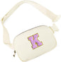 Gitus Gifts for 8 9 10 11 12 Year Old Girls Belt Bag Fanny Pack Crossbody Bags with Initial Letter Patch Cute Stuff Birthday Gifts for Teen Girls Women Personalized Trend Stuff (Ivory-K)