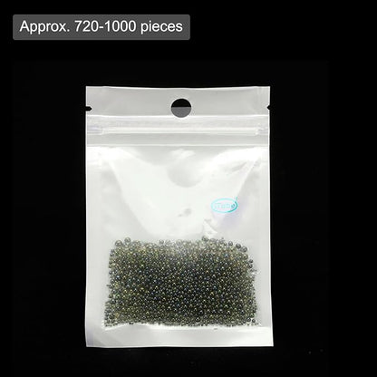 Iridescent Glass Tiny Bubble Beads, 0.4-3mm 10g No Hole Micro Mini Round Gray Water Droplets Beads - Applications: for Resin Filler, Nail Art, Dollhouse Bath Tub