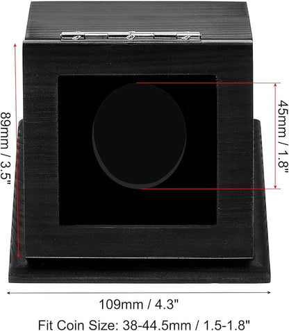 PATIKIL Coin Display Case, 1 Slot Coin Presentation Display Box Coin Box Coin Case with Coin Holder Fit 38-44.5mm Coin for Silver Dollar Collectors, Black