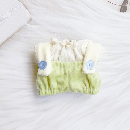 Clothes for Dolls Accessories (No Doll), Cute Outfit Set 2 Pieces Bib Pants for 15 & 17cm Doll Suit, Stylish Dress Up Overalls Doll Clothing Set Replacement Green