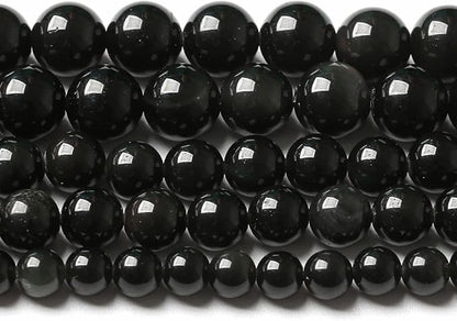 6MM 60PCS Natural Stone Black Obsidian Gemstone Loose Beads for Jewelry Making DIY Bracelet 1 Strand