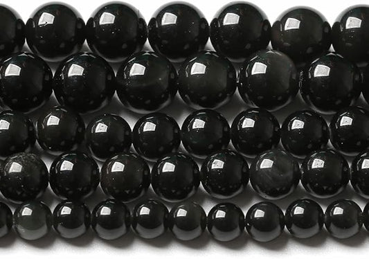 6MM 60PCS Natural Stone Black Obsidian Gemstone Loose Beads for Jewelry Making DIY Bracelet 1 Strand