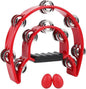 Tambourine Musical Instrument for Adults - 10 Inch Tambourines Half Moon with Egg Shakers Double Row Metal Jingles Handheld Percussion Instruments for Church Dance Party Events KTV (Red)