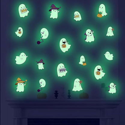 Glow in The Dark Halloween Window Clings Luminous Pumpkin Ghost Window Stickers Decor for Halloween Theme Party Decorations