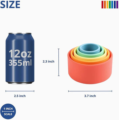 BLUE GINKGO Silicone Stacking Cups – Nesting & Sensory Stacking Toy for Toddlers | Open-Ended Montessori Toy with 5 Cups (Matte Colors)