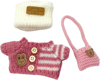 17cm Doll Clothes, Handcrafted Crochet 3-Piece Outfit Set for 15/17cm Dolls, Exquisite 17cm Doll Accessories, Outfits Clothe Dress up Unique Style
