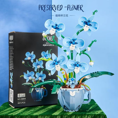 Ideas Blue Orchid Ideas Flowers Building Block Set，DIY Home Decoration Kit for Adults，Compatible with Lego Flowers Home Decor Gift for Mother's Day, Valentine Day, Birthday, Christmas Day - 567PCS